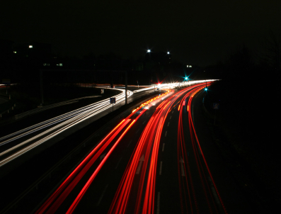 Lights blur in a traffic stream